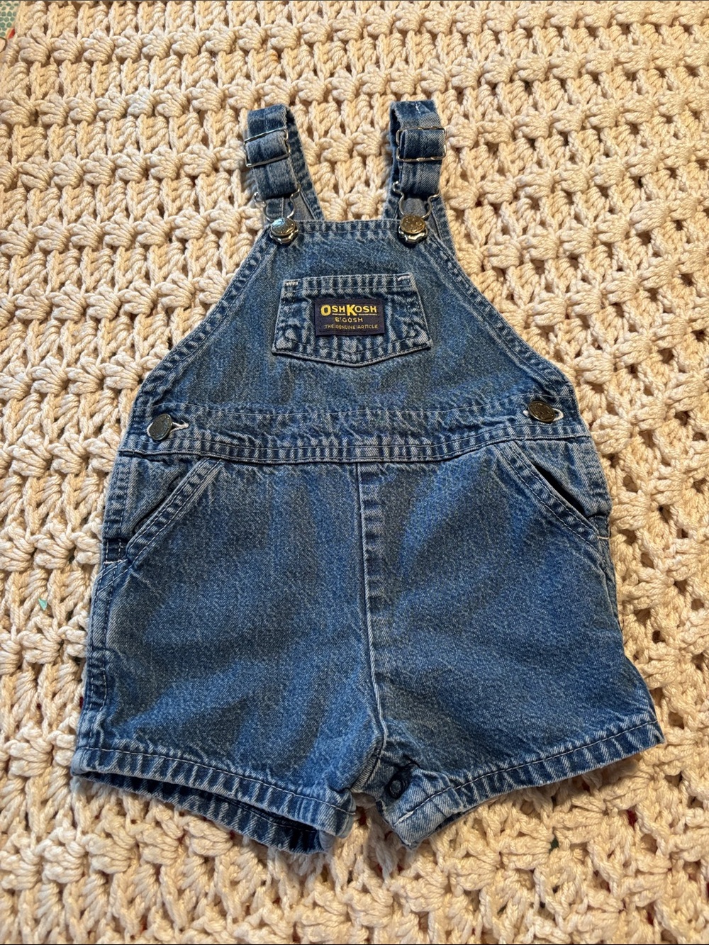 Vintage OshKosh B'gosh Denim Short Overalls in Blue 18M